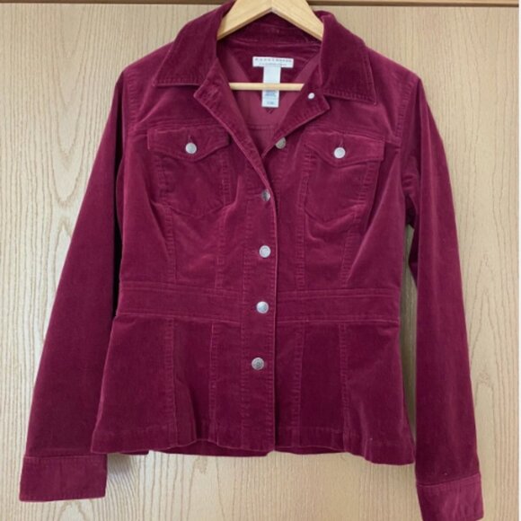 WomenCrazy Horse Burgundy Corduroy Jacket Size M Preppy, Academic, Dark Academia - Picture 1 of 3